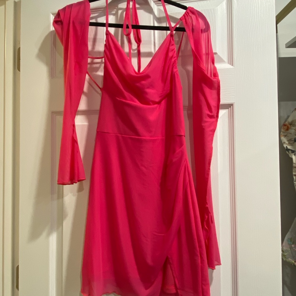 Elegant Pink Halter Dress